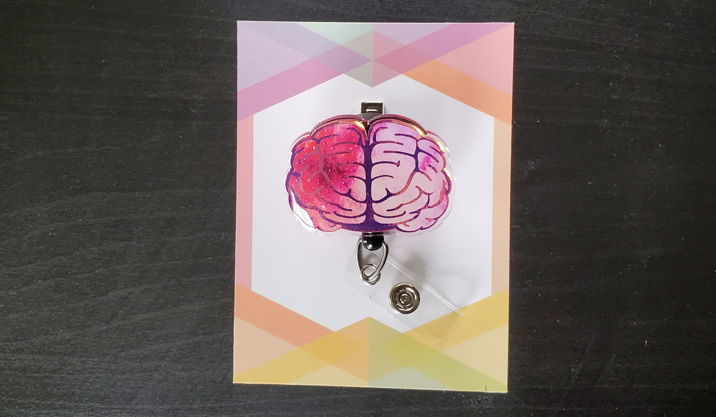 Brain Badge Reel ID Holder | Pink Holographic Galaxy | Nurse | MD | Neurology | Neuro | Science | Doctor | Medical | RN | Gift