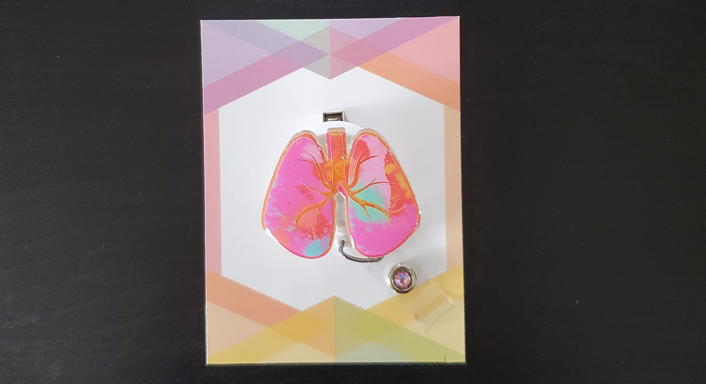 Lungs Badge Reel ID Holder | Colorful Holographic | Nurse | MD | Respiratory | Pulmonary | RT  | SLP | ICU | Science | Doctor | Medical | RN | Gift