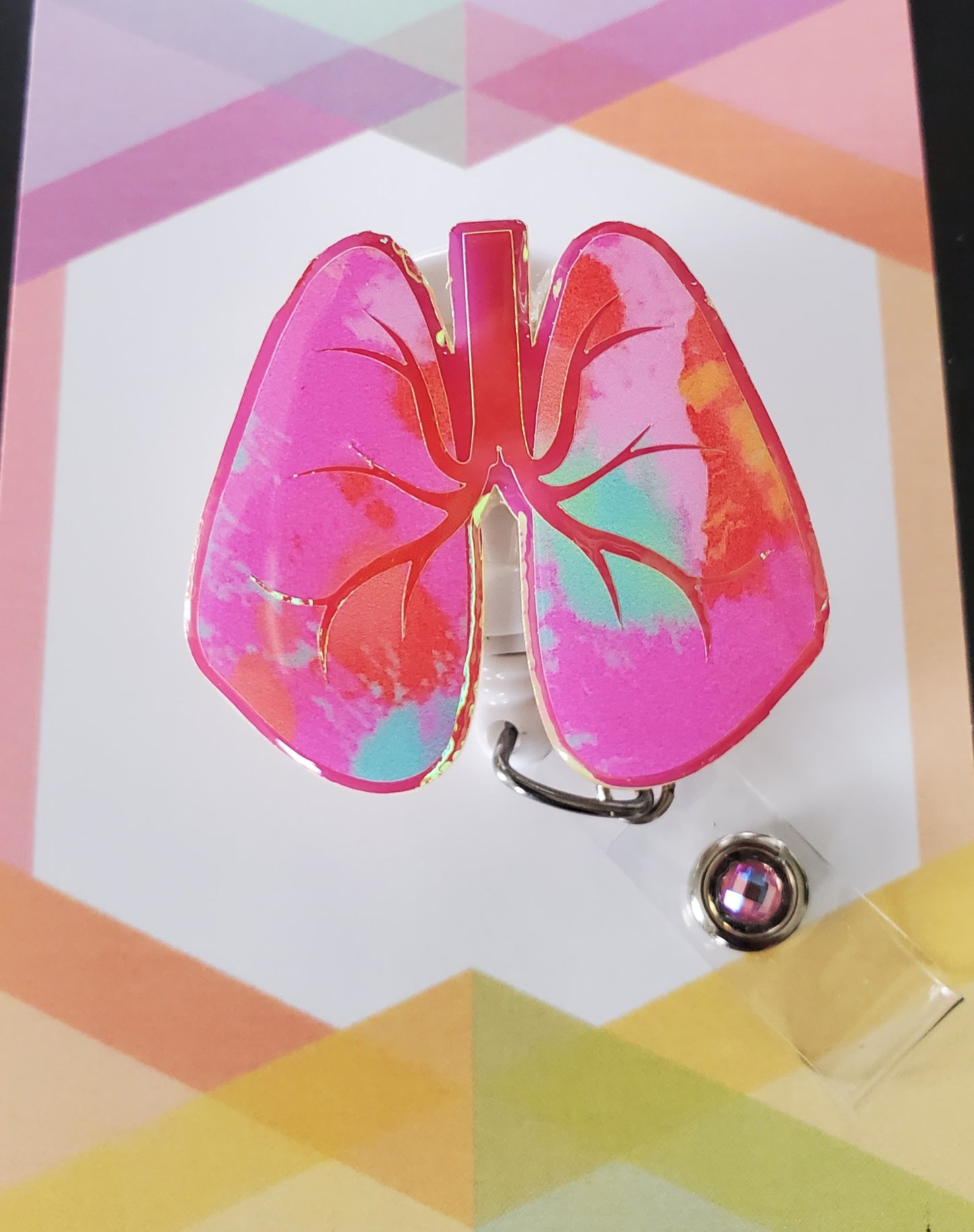 Lungs Badge Reel ID Holder | Colorful Holographic | Nurse | MD | Respiratory | Pulmonary | RT  | SLP | ICU | Science | Doctor | Medical | RN | Gift