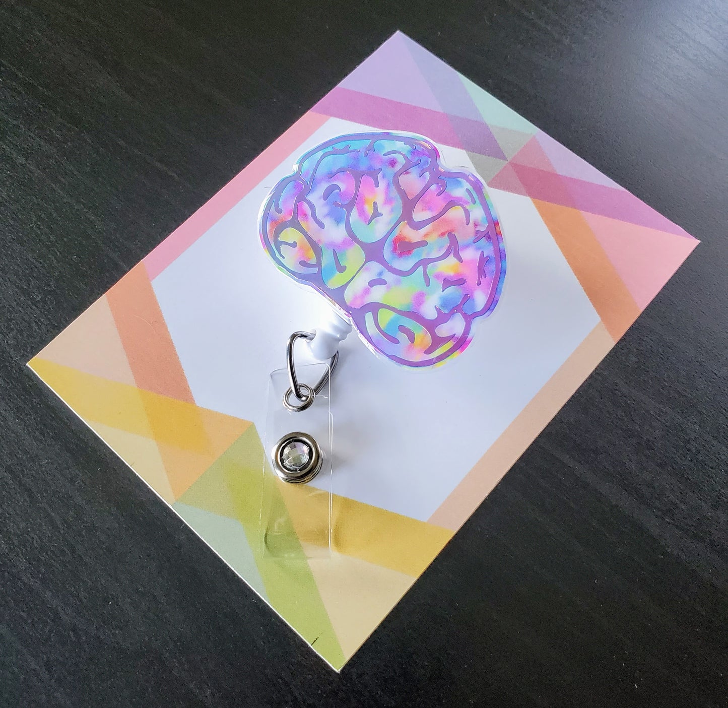 Brain Badge Reel ID Holder | Tie Dye | Nurse | MD | Neurology | Neuro | Science | Doctor | Medical | RN | Gift