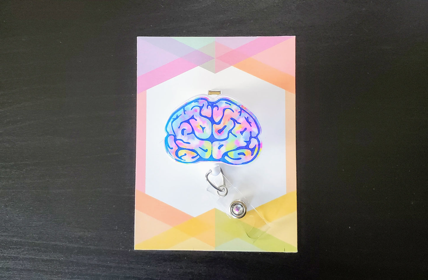 Brain Badge Reel ID Holder | Tie Dye | Nurse | MD | Neurology | Neuro | Science | Doctor | Medical | RN | Gift