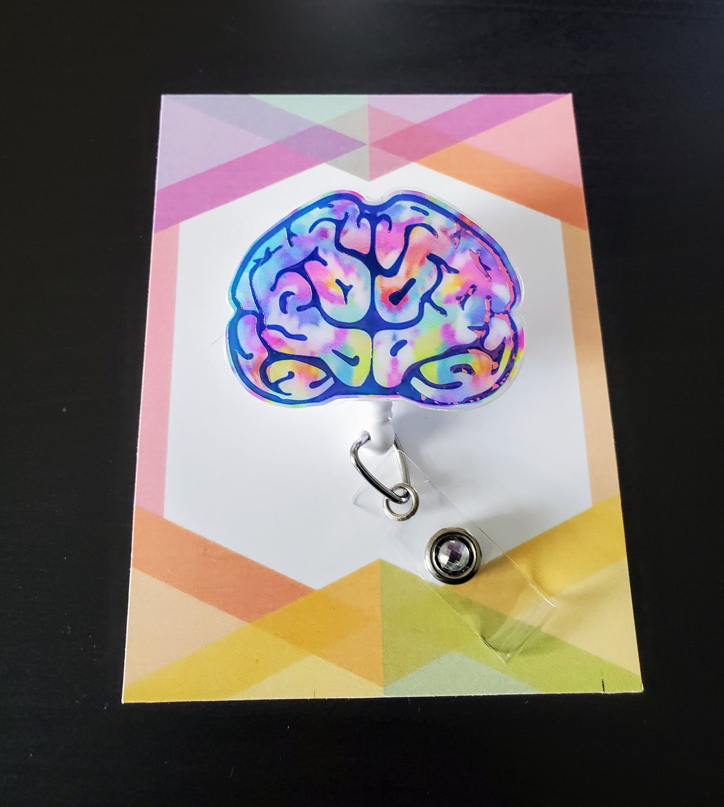 Brain Badge Reel ID Holder | Tie Dye | Nurse | MD | Neurology | Neuro | Science | Doctor | Medical | RN | Gift