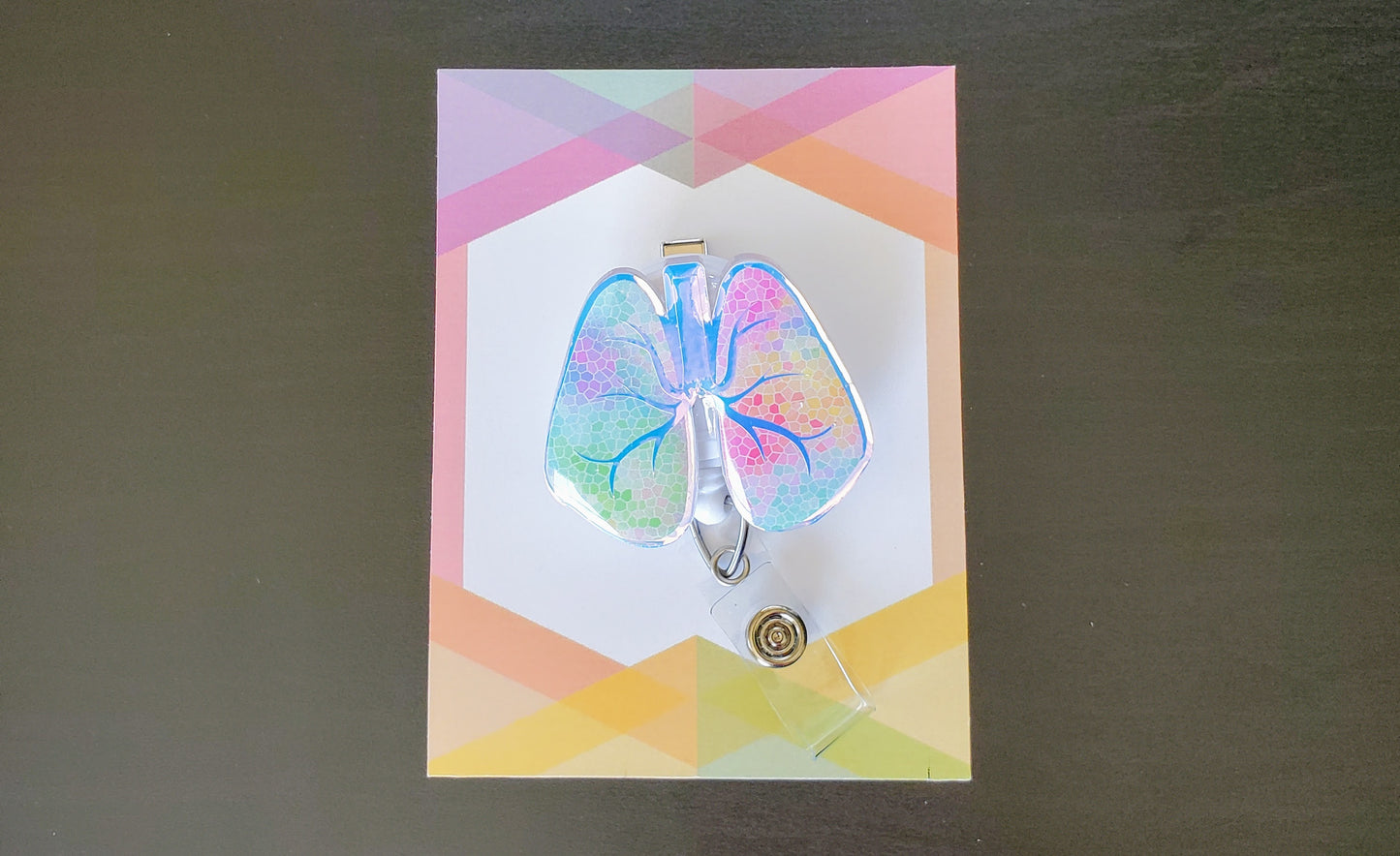 Lungs Badge Reel ID Holder | Rainbow Cellular Holographic | Nurse | MD | Respiratory | Pulmonary | RT  | SLP | ICU | Science | Doctor | Medical | RN | Gift