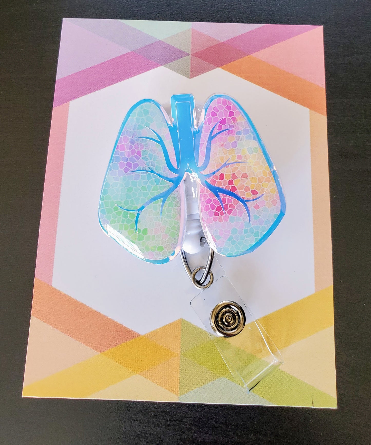 Lungs Badge Reel ID Holder | Rainbow Cellular Holographic | Nurse | MD | Respiratory | Pulmonary | RT  | SLP | ICU | Science | Doctor | Medical | RN | Gift