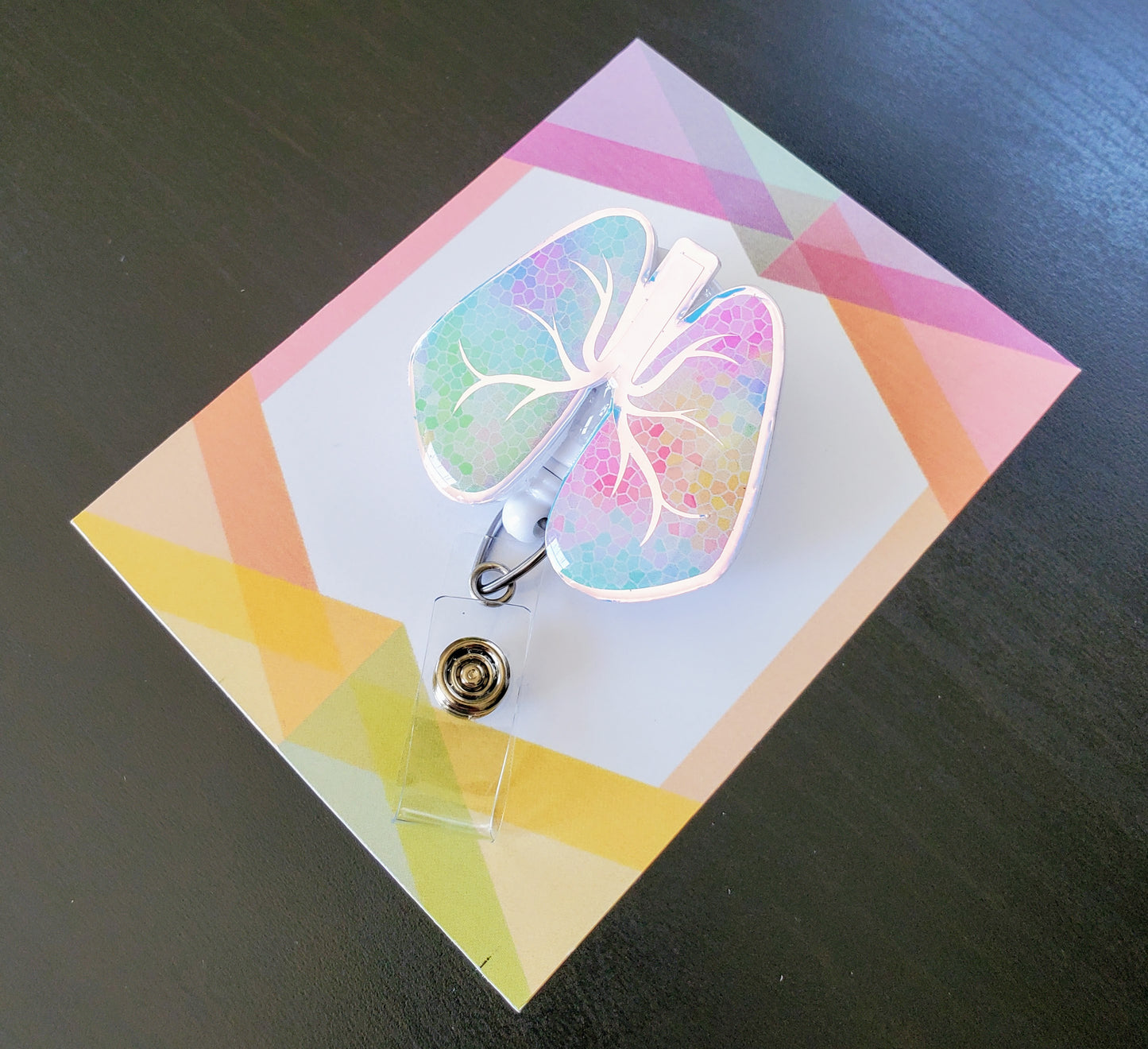 Lungs Badge Reel ID Holder | Rainbow Cellular Holographic | Nurse | MD | Respiratory | Pulmonary | RT  | SLP | ICU | Science | Doctor | Medical | RN | Gift