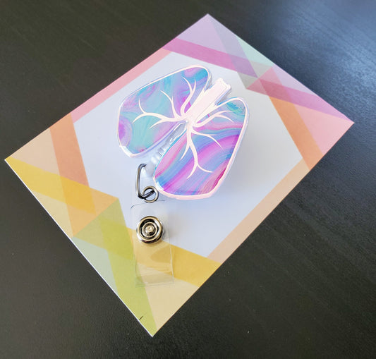 Lungs Badge Reel ID Holder | Swirl Holographic | Nurse | MD | Respiratory | Pulmonary | RT  | SLP | ICU | Science | Doctor | Medical | RN | Gift