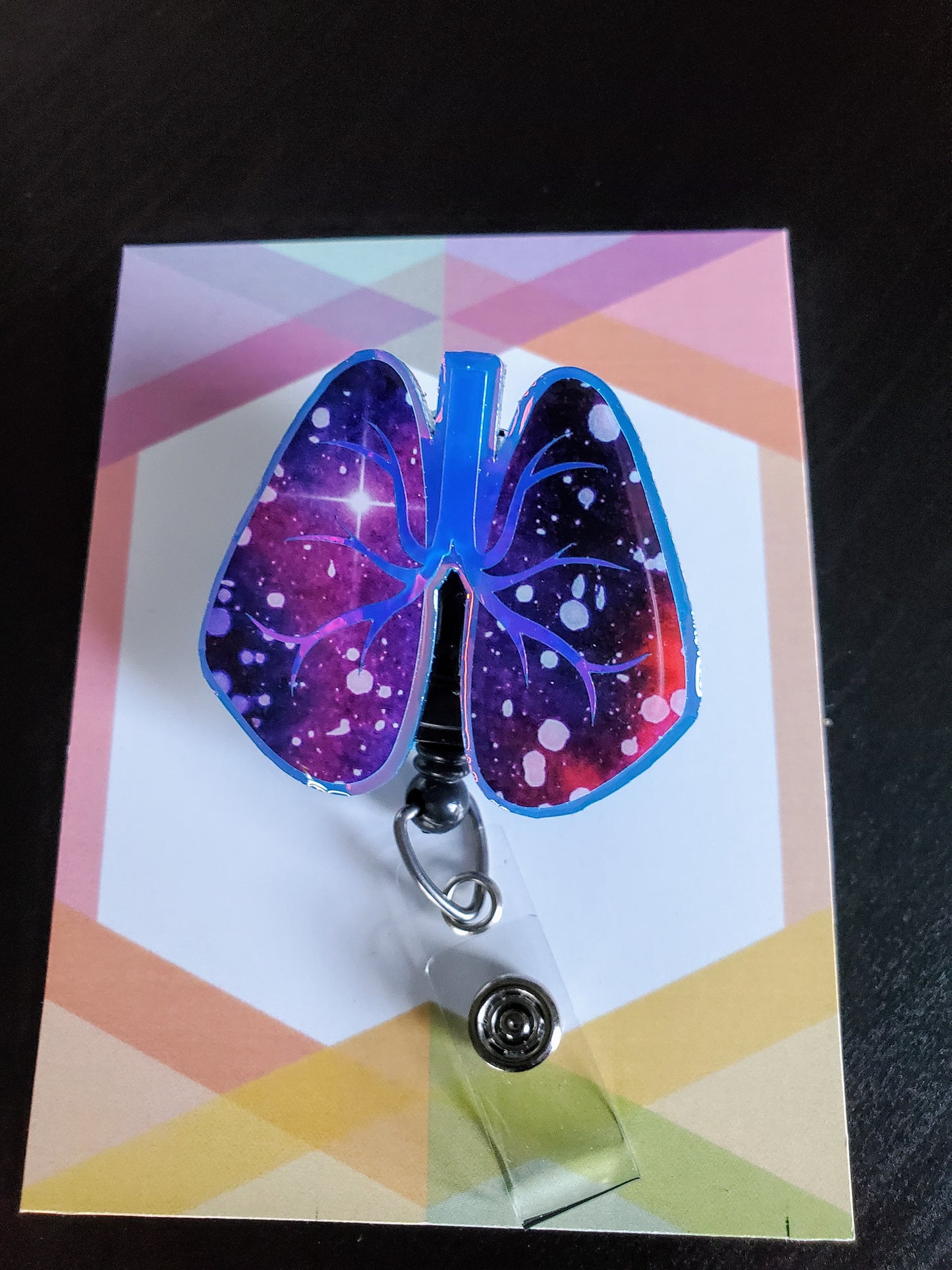 Lungs Badge Reel ID Holder | Purple Galaxy Holographic | Nurse | MD | Respiratory | Pulmonary | RT  | SLP | ICU | Science | Doctor | Medical | RN | Gift