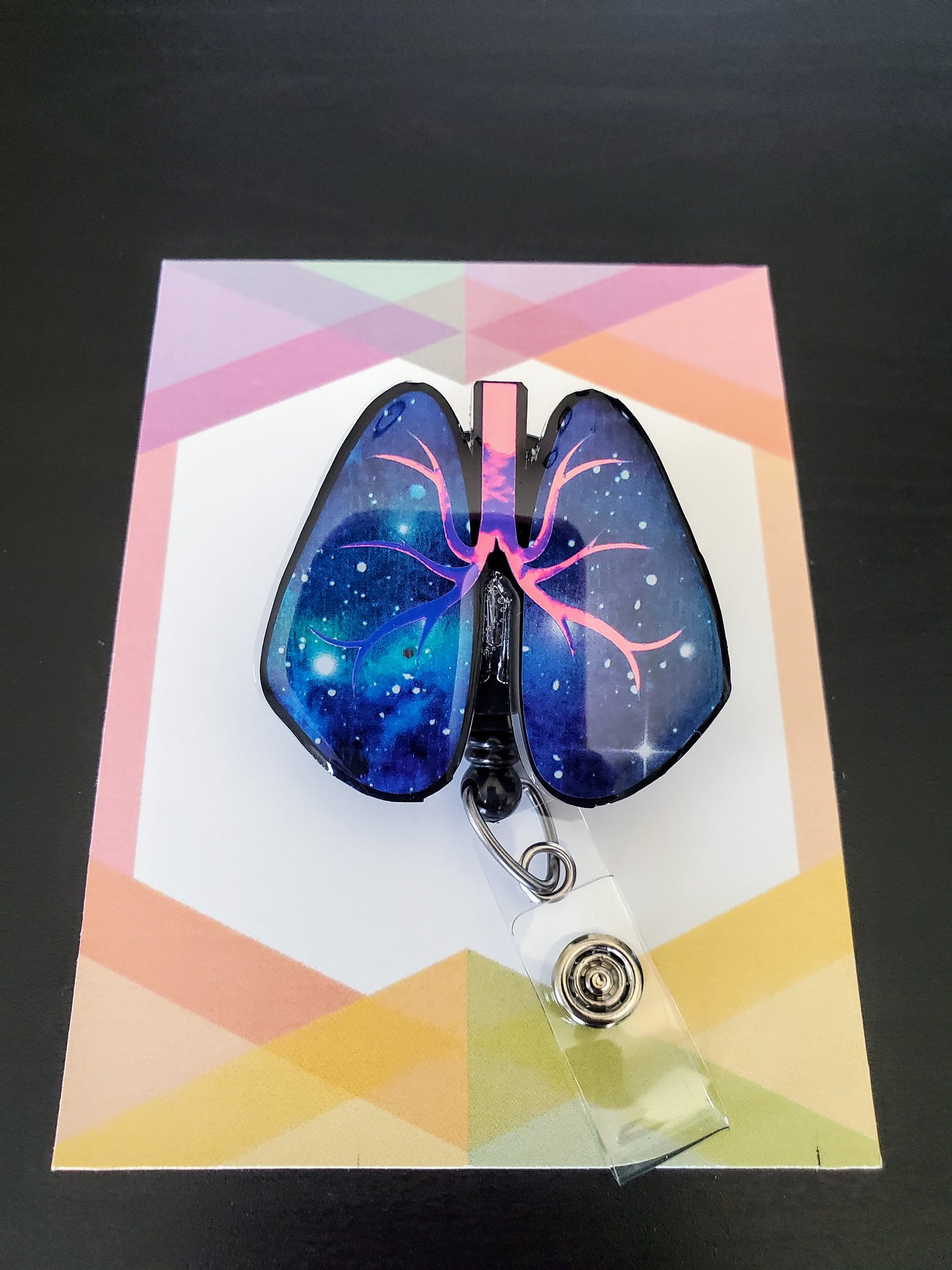 Lungs Badge Reel ID Holder | Blue Galaxy Holographic | Nurse | MD | Respiratory | Pulmonary | RT  | SLP | ICU | Science | Doctor | Medical | RN | Gift