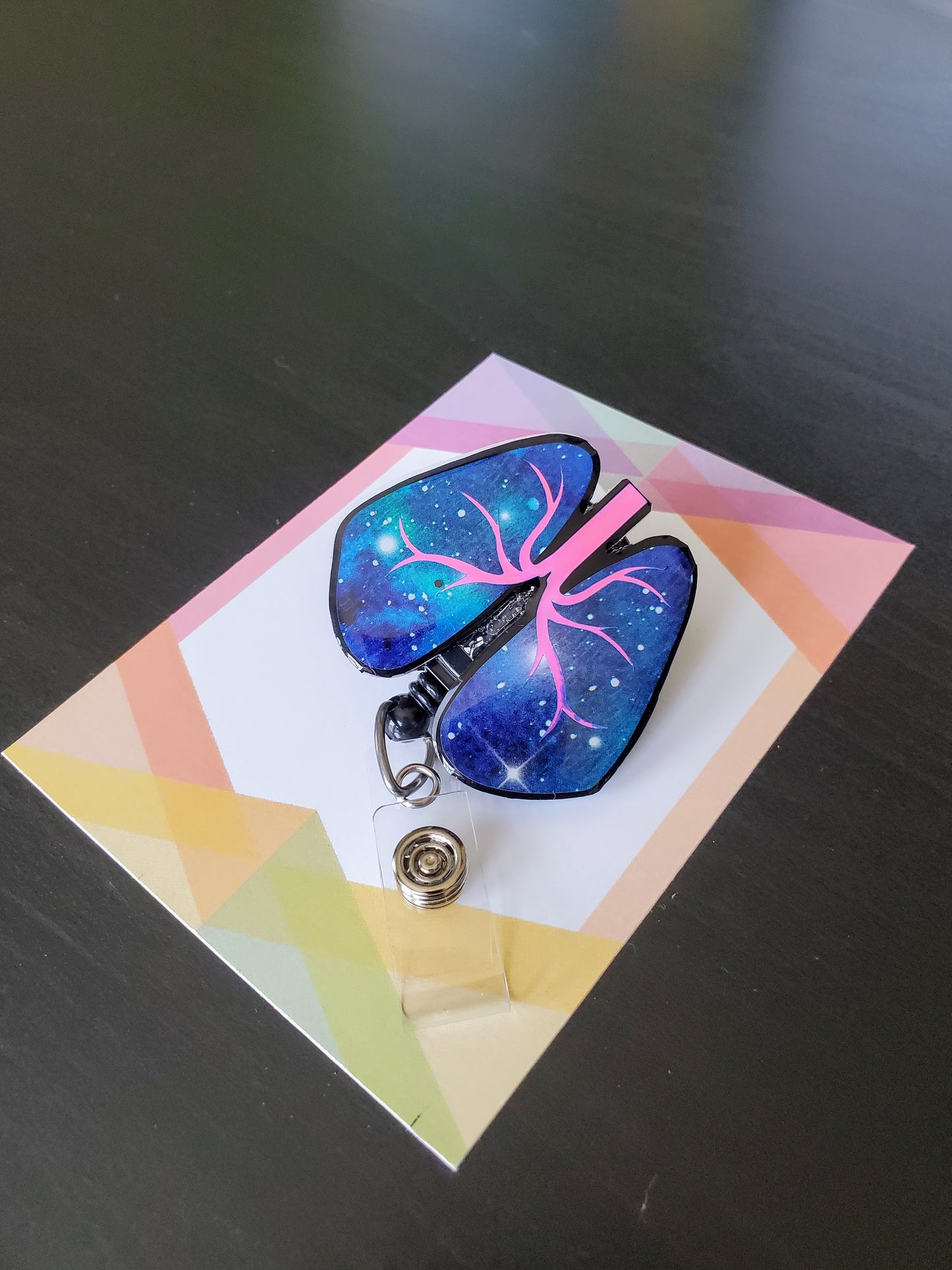 Lungs Badge Reel ID Holder | Blue Galaxy Holographic | Nurse | MD | Respiratory | Pulmonary | RT  | SLP | ICU | Science | Doctor | Medical | RN | Gift