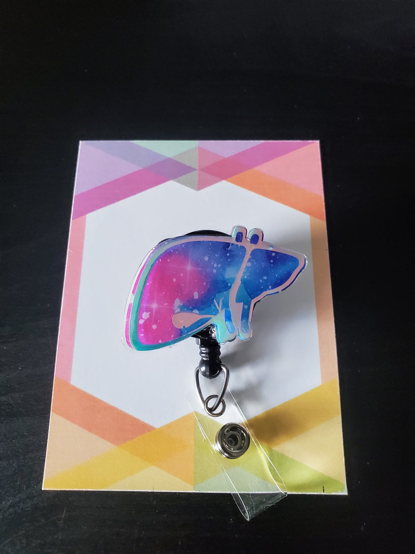 Liver Badge Reel ID Holder | Galaxy Holographic | Donte Life | Anatomy | Transplant | Nurse Gift | Doctor | Physician | Medical | RN | MD | ICU | Therapy