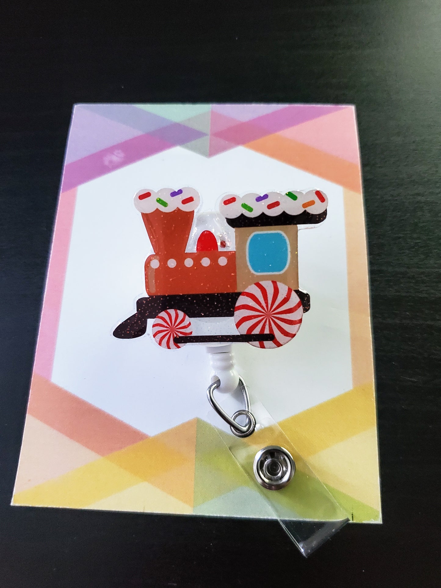 Holiday Candy Train Badge Reel ID Holder