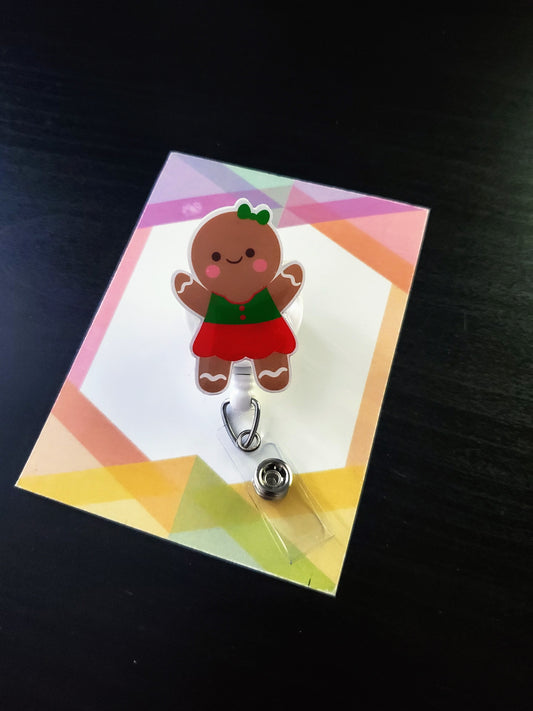 Gingerbread Girl Badge Reel ID Holder