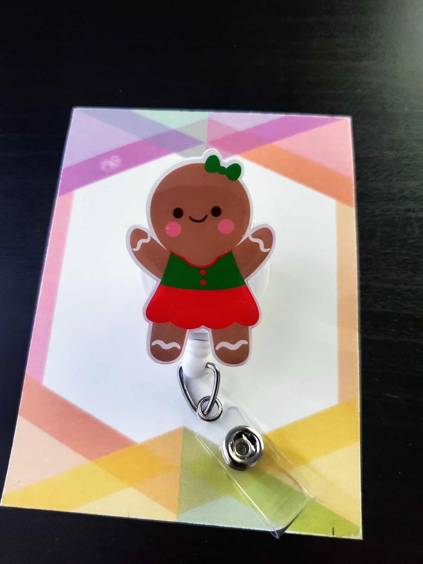 Gingerbread Girl Badge Reel ID Holder