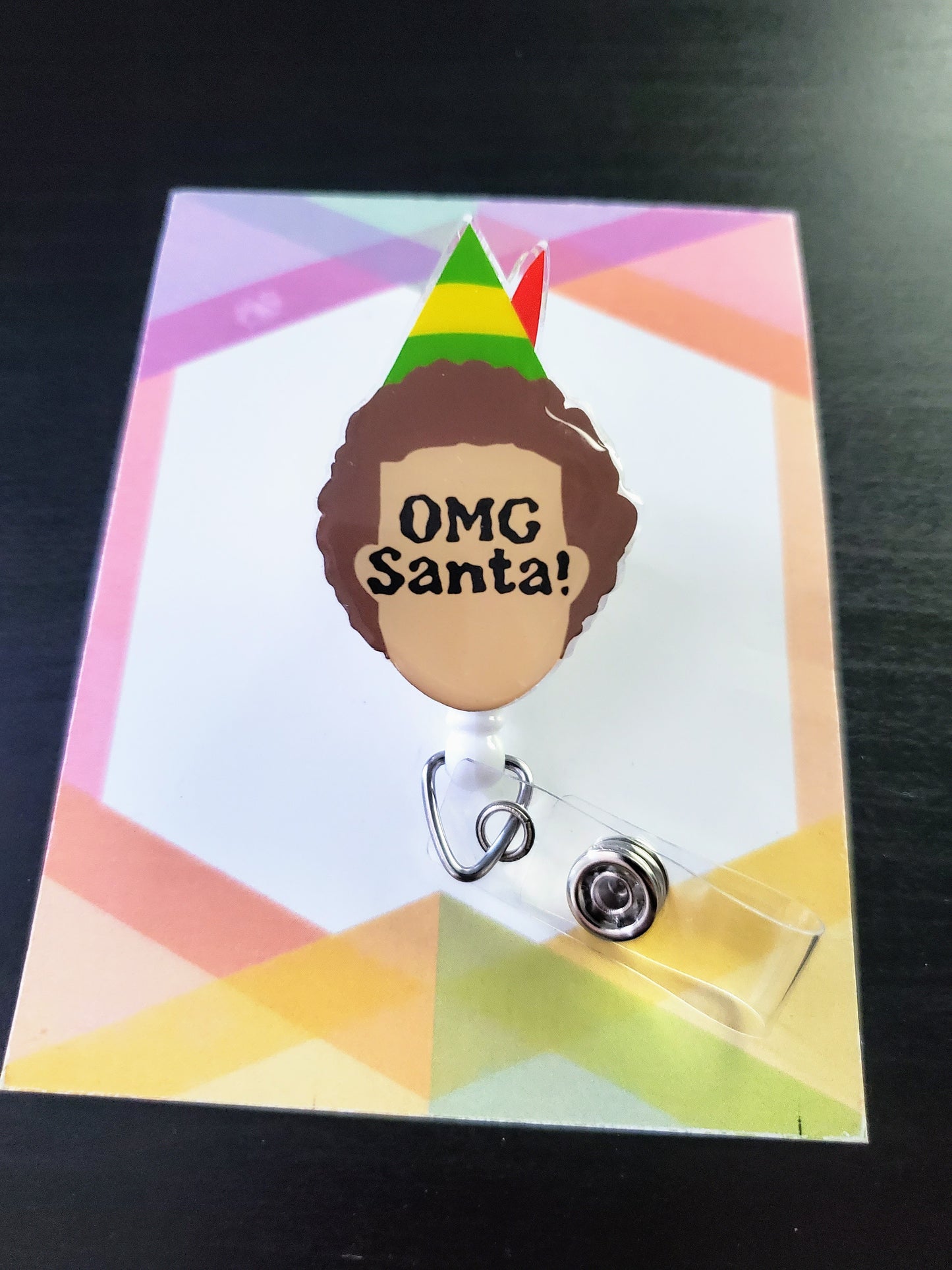 OMG Santa Badge Reel ID Holder