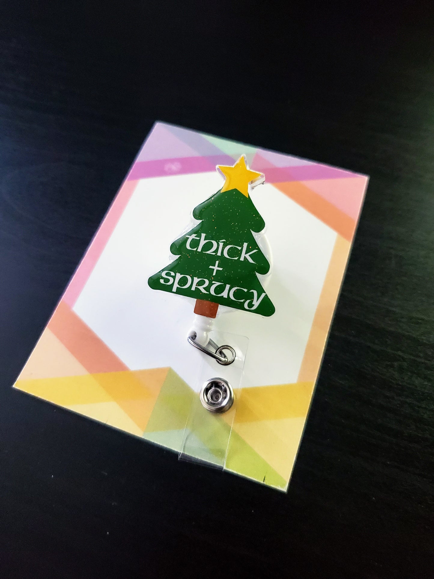 Christmas Tree Thick and Sprucy Badge Reel ID Holder