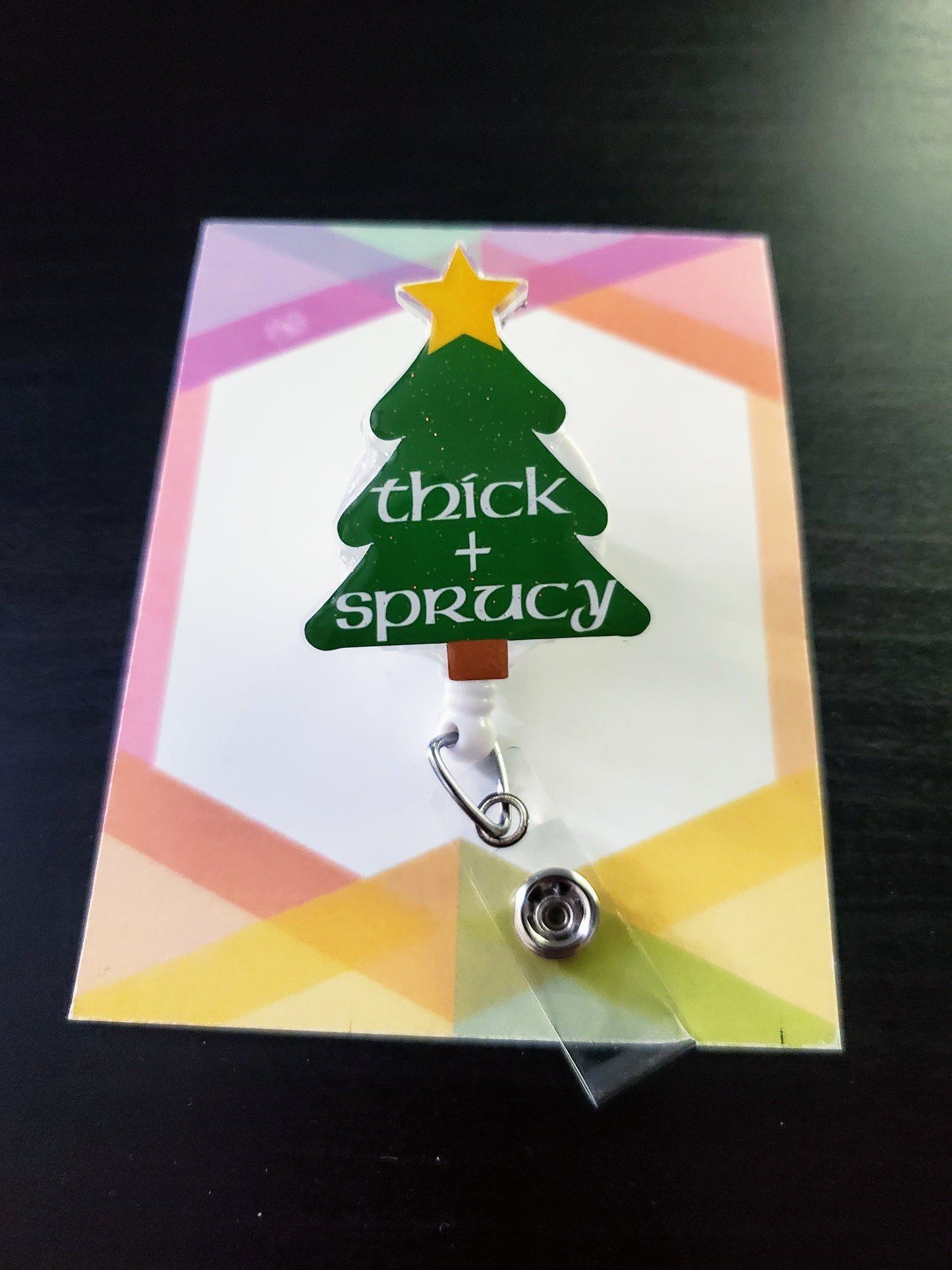 Christmas Tree Thick and Sprucy Badge Reel ID Holder