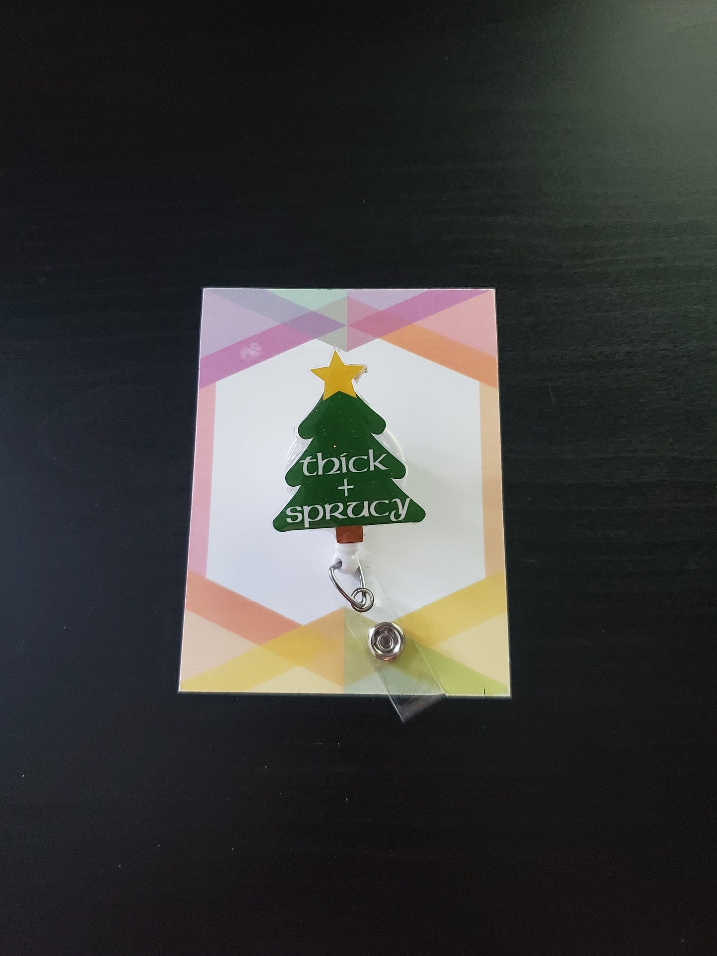 Christmas Tree Thick and Sprucy Badge Reel ID Holder