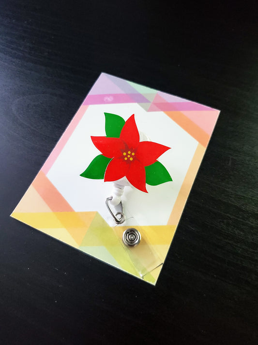 Poinsettia Holiday Badge Reel ID Holder