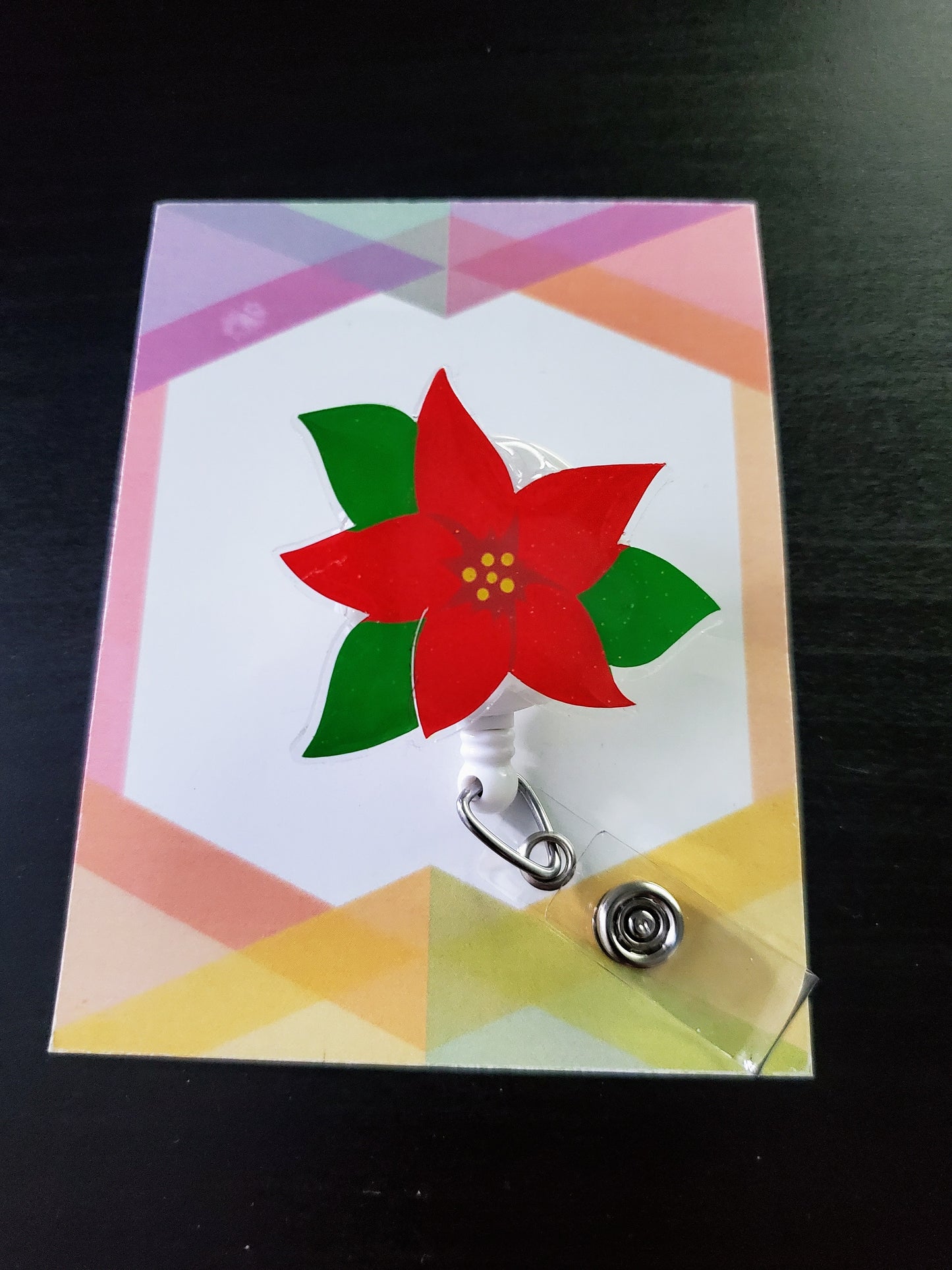 Poinsettia Holiday Badge Reel ID Holder